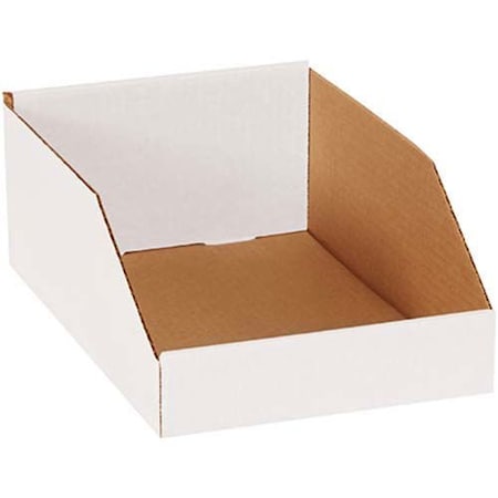 Box Packaging Corrugated Storage Bin, 200#/Ect-32-B Corrugated, White, 8 in W BSBINMT812